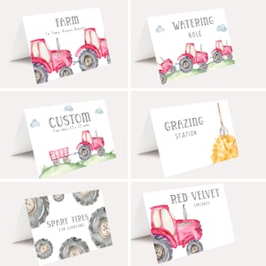 tractor birthday food tent, tractor food tent label, tractor food label,  farm food tent, food label  farm boy birthday party print download