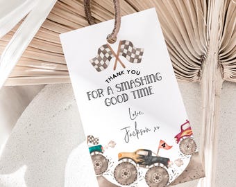 Editable Monster truck thank you tags, monster truck favor tag, Monster truck birthday  gift tag, Boy birthday, Monster Jam party, printable
