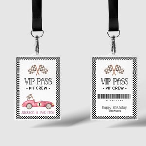 Race car VIP passes TWO FAST Birthday invite Race Car birthday 1st Birthday Racing party boy birthday vip pit crew pass Template printable