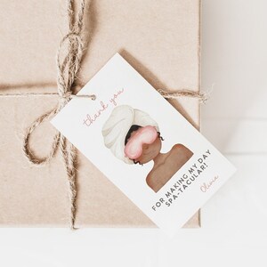Bearbeitbare Spa-Party-Dankesschön-Tags, Mädchen-Geburtstags-Schlafparty, Make-up-Party-Mädchen, Mani-Pedi, Glam-Party für Mädchen, INSTANT DOWNLOAD