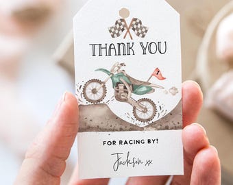 Dirt Bike Birthday Thank You Tags: Racing Party Decor (Printable)