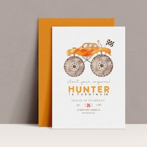 Monster Truck Birthday invitation, Any Age,  Minimalist, Monster Truck Invite, DIY kids birthday, Editable template, printable, DOWNLOAD