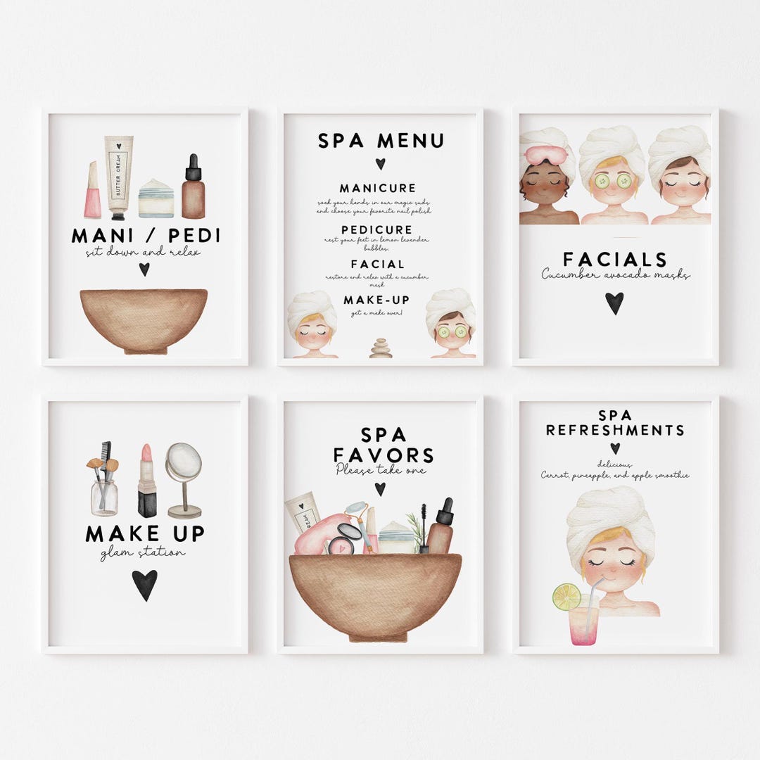 Spa Party Signs: Birthday Slumber Party Decor (digital Download) - Etsy