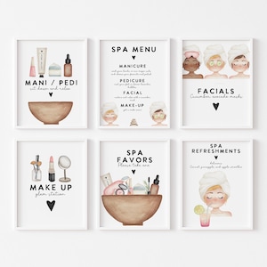 Spa Party Schild, Spa Menü, Mädchen Geburtstag Pyjama Party, Spa Geburtstag, Makeup Party, Glam Party, Sleep Over Party, Beauty Geburtstag, printable
