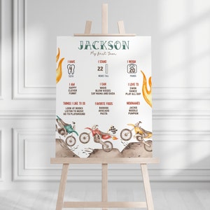 Dirt Bike Milestone poster, Any Age,  start your engine,  motorcycle Invite, DIY birthday, Editable template, printable, INSTANT DOWNLOAD