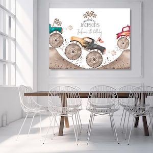 Monster Truck Backdrop, Any Age,  Monster Truck Jam birthday banner, Birthday boy, Monster truck party decor, Editable, INSTANT DOWNLOAD