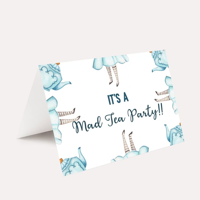 Editable Alice in Wonderland Food Tent Food label Place Cards mad Tea Party Birthday girl Editable Template INSTANT DOWNLOAD