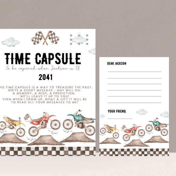 Dirt Bike Birthday time capsule, first birthday, motorcycle Invite, birthday capsule, kids birthday, template, printable, INSTANT DOWNLOAD