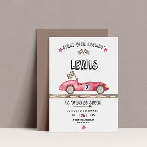 Race Car Birthday Invitation, any age, start your engines, Modern boy birthday, Race car invite, Editable birthday template INSTANT DOWNLOAD