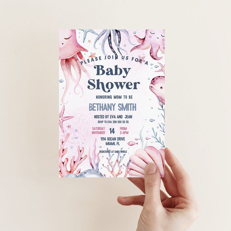 Editable Baby Shower Invitation Template Under the Sea Baby Etsy