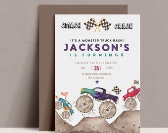 Monster Truck Birthday Invitation: Boy Party, Any Age (Printable)