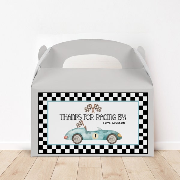 Race car gable box FAST ONE birthday Label Race Car Birthday Favor Box Label Birthday party favor boy birthday first birthday editable corjl