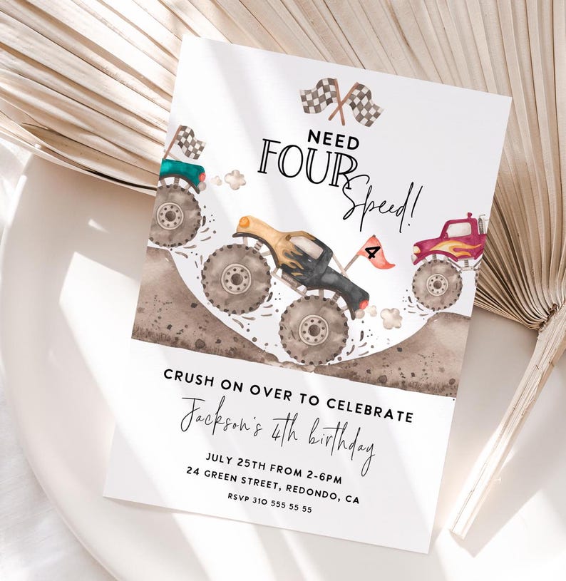 Monster truck birthday invitation, Monster truck theme birthday, Monster truck party, Monster Jam birthday, Monster truck invite, Fast one birthday, Monster truck fast one party, second birthday invitation, 4th birthday
Need for speed birthday