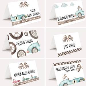 Race car food tent, food labels, Race Car Birthday party, fast one, two fast, any age, Modern, Race car invite, Editable, INSTANT DOWNLOAD