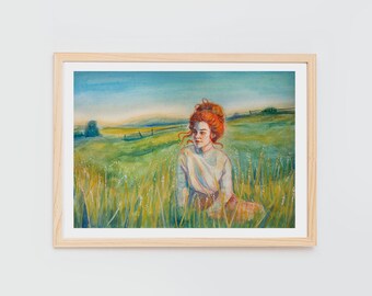 Anna van Groene Gevels | Direct downloaden | Aquarel schilderij van Anne Shirley | Afdrukbare kunst aan de muur