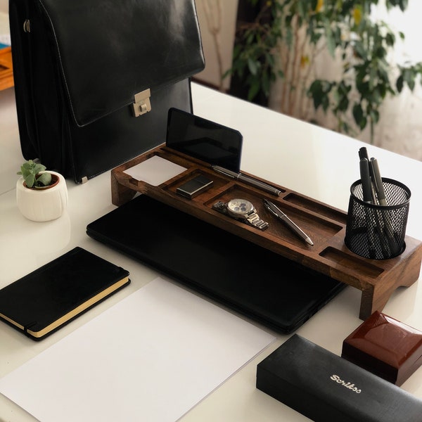 Wooden Desk Organizer , Desktop, desk, phone , pen , notebook,diary , office desk gift wooden organizer made of special wood