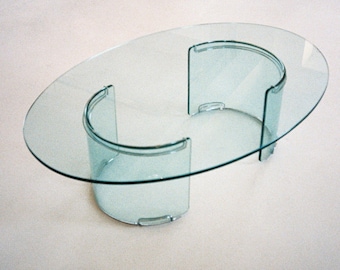 Oval Glass Coffee Table by Luigi Massoni for Gallotti & Radice, 1970