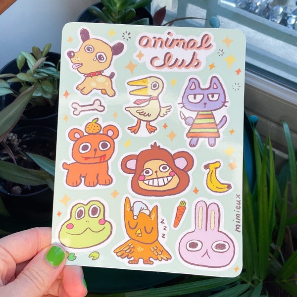 cute animal glossy sticker sheet