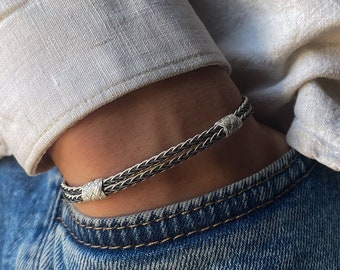 Hand Braided Bracelet ๑ Vikings Bracelet ๑ 999 Sterling Silver Bracelet For Men ๑ Celtic Bracelet ๑ Woven Bracelet ๑ Gift For Boyfriend