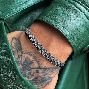 999 Silber Wikinger Armband für Männer ๑ Hand geflochtenes Armband ๑ oxidiertes Silber Armband ๑ keltisches Armband ๑ gewebtes Armband ๑ schmuck für Vater