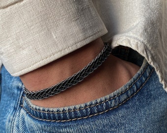 Hand Braided Bracelet ๑ 999 Silver Bracelet For Men ๑ Oxidized Silver Bracelet ๑ Celtic Bracelet ๑ Woven Bracelet ๑ Gift For Father