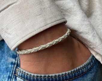 Handcrafted 999 Silver Braided Foxtail Chain Bracelet, Elegant Woven Design, Minimalist Men's Jewelry, Gift for Him
