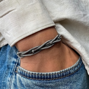 Handgemaakte zilveren armband ๑ 999 sterlingzilveren armband ๑ Handgevlochten armband ๑ Handgemaakte armband ๑ Cadeau vriendje