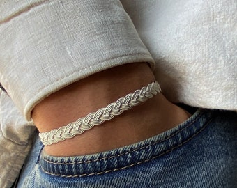 999 Silver Bracelet for Men, Hand Braided Woven Bracelet, Minimalist Chain Jewelry, Gift for Dad
