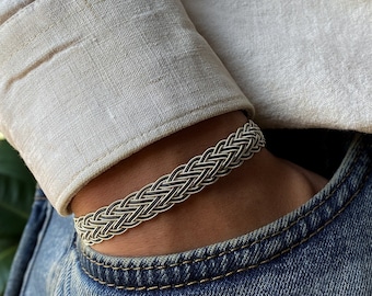 Silver and Hand-Knitted ๑ 999 Silver Bracelet ๑ Oxidized Silver Bracelet ๑ Celtic Bracelet ๑ Woven Bracelet