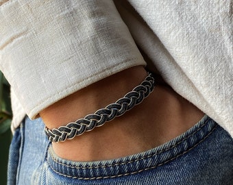 Braided Bracelet ๑ 999 Thick Silver Bracelet ๑ Twisted Bracelet ๑ Handmade Woven Bracelet ๑ Vikings Lover Gift ๑ Elegant Boyfriend Gift