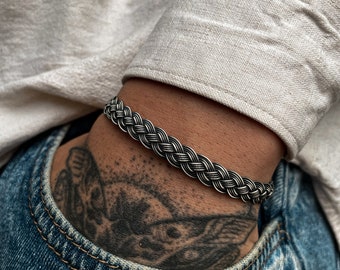 Hand Braided Bracelet ๑ 999 Silver Vikings Bracelet For Men ๑ Oxidized Silver Bracelet ๑ Celtic Bracelet ๑ Woven Bracelet ๑ Gift For Father
