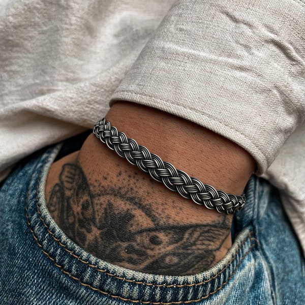 Hand Braided Bracelet ๑ 999 Silver Vikings Bracelet For Men ๑ Oxidized Silver Bracelet ๑ Celtic Bracelet ๑ Woven Bracelet ๑ Gift For Father