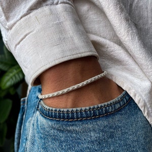 Handmade Braided Bracelet ๑ Thin Bracelet For Men ๑ Men&#39;s Chain Bracelet ๑ 999 Silver Bracelet ๑  Elegant Man Jewelry ๑ Boyfriend Bracelet