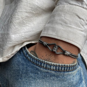 Handmade Oxidized Sterling Silver Braided Bracelet: Celtic Woven Design