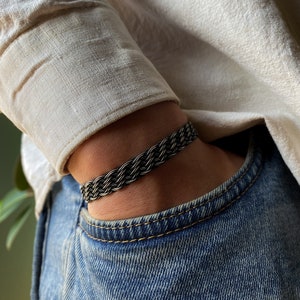 Handmade Sterling Silver Braided Bracelet: Twisted Viking Style