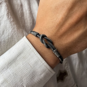 Bracelet tressé à la main Bracelet tissé en argent 999 amour Bracelet Vikings ๑ Bracelet celtique Bracelet tissé Cadeau pour père