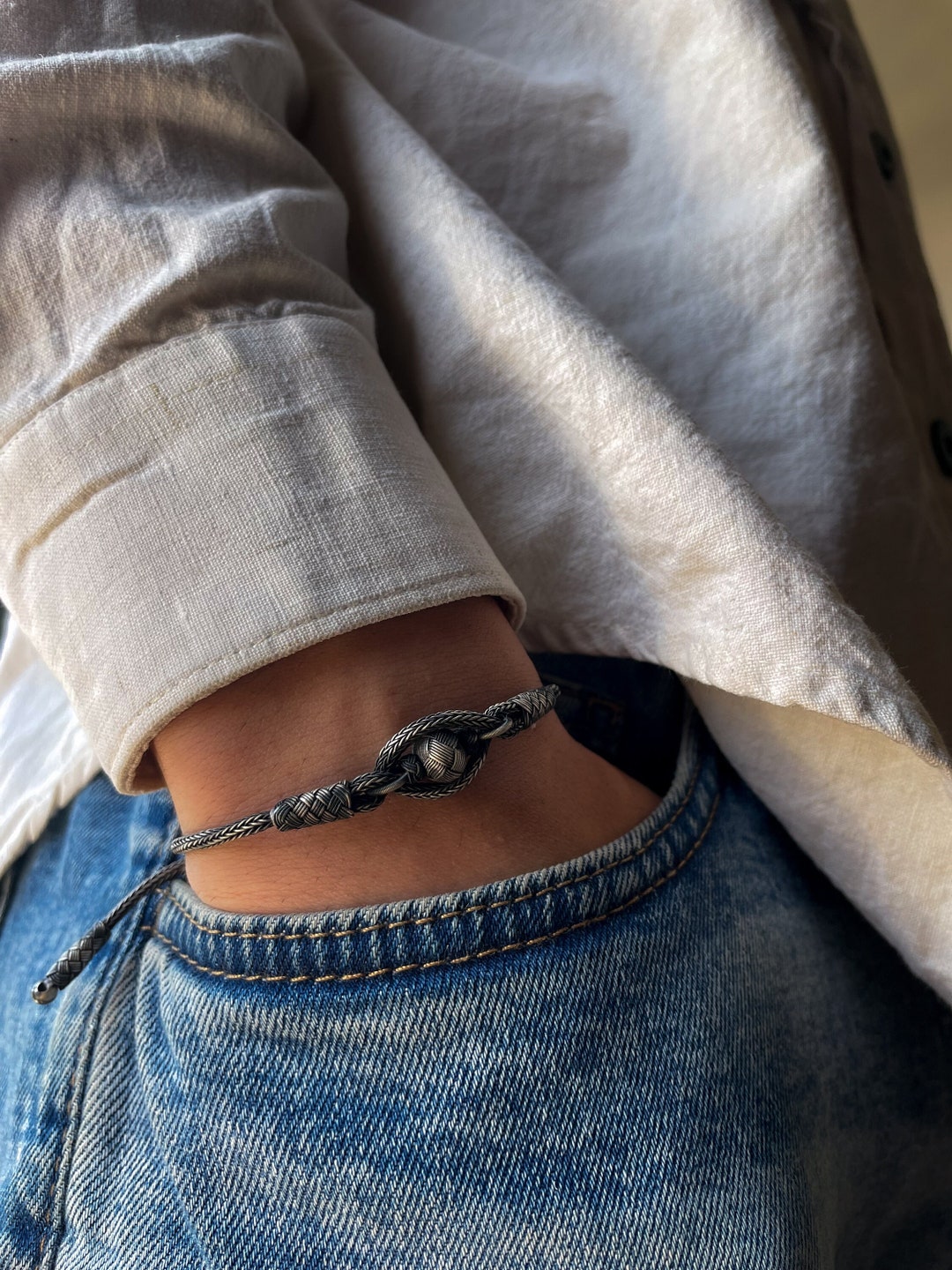 Handmade Celtic 999 Solid Silver Braided Bracelet – Viking Woven Cuff, Oxidized Finish, 8 Inch Unisex - View #4