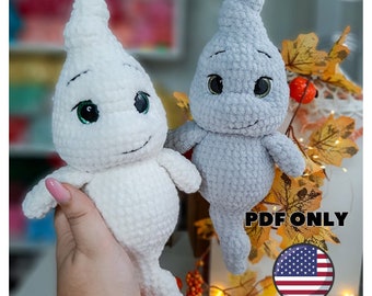Halloween crochet pattern ghost plush, crochet cute ghost plush, halloween amigurumi pattern