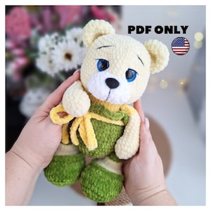 Crochet plush teddy bear pattern, crochet bear plushie pattern, amigurumi animals crochet pattern