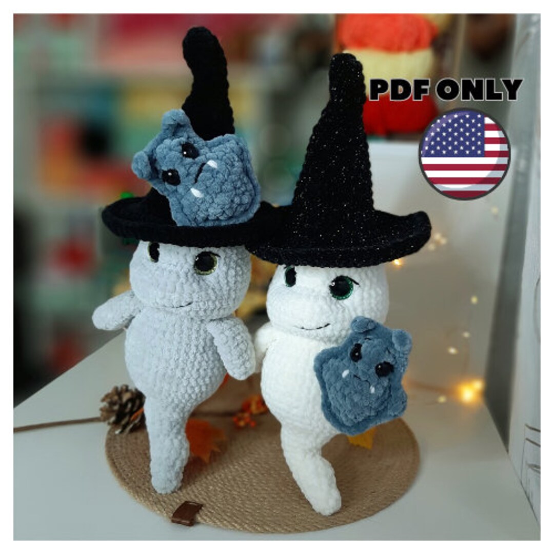 Halloween Crochet Ghost Plush Bat Plush Crochet Witch Hat Pattern