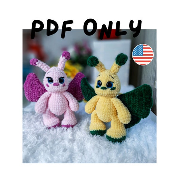 Crocheted butterfly plushie pattern amigurumi - PDF cute crochet pattern - insect plush