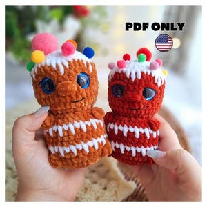 Crochet Gingerbread Man Plush Pattern: No Sew Amigurumi (PDF Pattern)