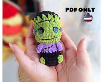 Halloween crochet plush monster pattern, halloween amigurumi ornaments, no sew crochet, halloween pattern
