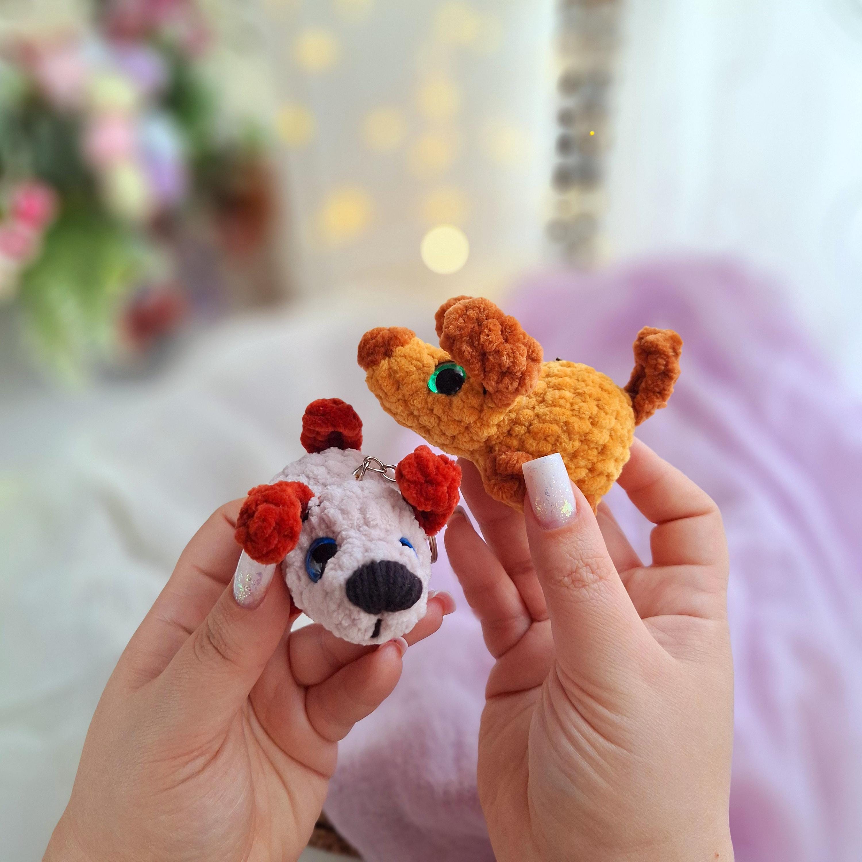 Crochet Plush Dog Keychain Pattern: No Sew Amigurumi Puppy (PDF