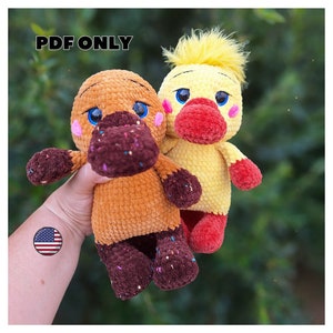 Crochet plush platypus pattern, crochet plushie animals, amigurumi pattern