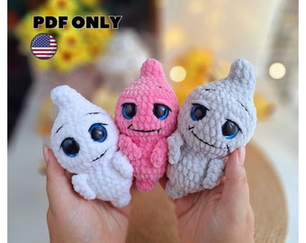 Halloween plush crochet ghost – boo pattern, no sew crochet, kawaii halloween ghost, halloween amigurumi pattern