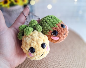 Crochet Amigurumi Fruit Keychain Pattern: Pineapple & Kiwi (PDF Pattern)