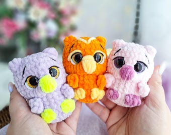 Schema all'uncinetto per gufo di peluche: uccello amigurumi senza cuciture (download PDF)