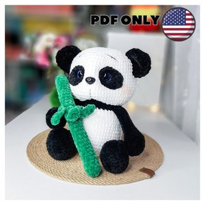 Crochet plush panda pattern, crochet plushie pattern amigurumi panda, crochet bear pattern, amigurumi animals pattern