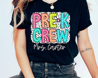 Pre-K Teacher Shirt, Custom Name Pre-K Shirt For Teacher, Preschool T-Shirt for Teacher Gift, Pre K Crew Personalized Teacher Tee, Pre-K Tee